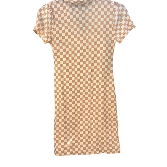 Checkered Tan Dress - Picture 3 of 4